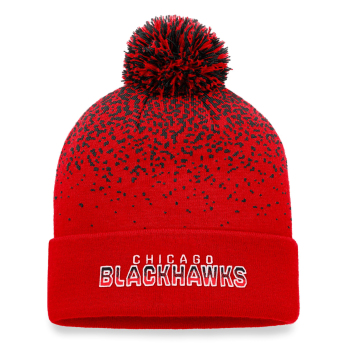 Chicago Blackhawks zimní čepice Iconic Gradiant Beanie Cuff with Pom Athletic Red-Black