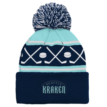 Seattle Kraken dětská zimní čepice Face-Off Cuff Pom