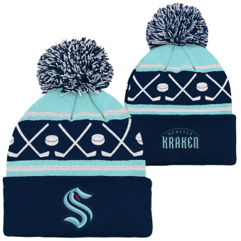 Seattle Kraken dětská zimní čepice Face-Off Cuff Pom