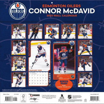 Edmonton Oilers kalendář Connor McDavid #97 2025 Wall Calendar