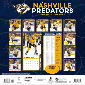 Nashville Predators kalendář 2025 Wall Calendar