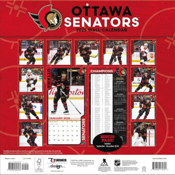 Ottawa Senators kalendář 2025 Wall Calendar