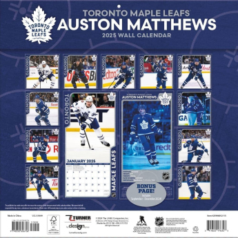 Toronto Maple Leafs kalendář #34 Auston Matthews 2025 Wall Calendar