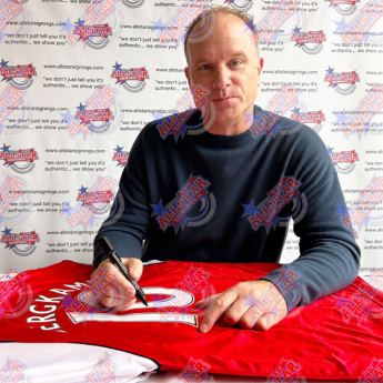 Legendy fotbalový dres Arsenal FC 1982 Bergkamp Signed Shirt