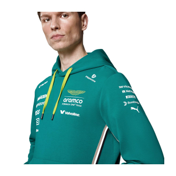 Aston Martin pánská mikina s kapucí official Teamline Replica green F1 Team 2025