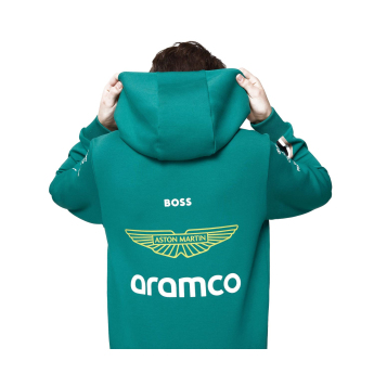 Aston Martin dětská mikina s kapucí official Teamline Replica green F1 Team 2025