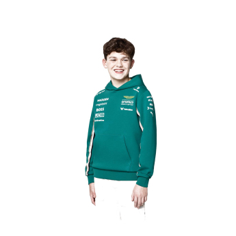 Aston Martin dětská mikina s kapucí official Teamline Replica green F1 Team 2025
