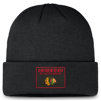 Chicago Blackhawks zimní čepice Authentic Pro Cuffed Knit Hat Black