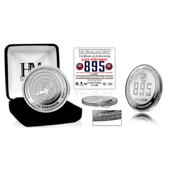 Washington Capitals sběratelská mince Alex Ovechkin #8 The GR8 Chase Scorer 39mm Silver Coin