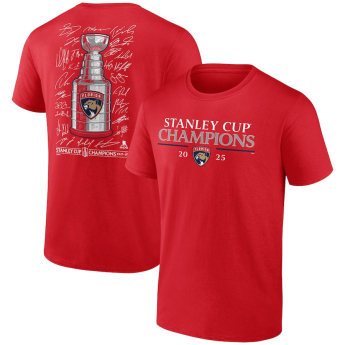 Florida Panthers pánské tričko 2025 Stanley Cup Champions Signature Roster red