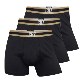 Cristiano Ronaldo pánské boxerky 3pack CR7 Basic black gold strip