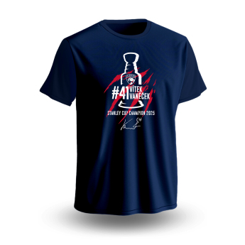 Florida Panthers pánské tričko Vítek Vaněček #92 Stanley Cup Champion 2025 navy