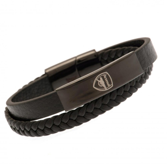 FC Arsenal kožený náramek Black IP Leather Bracelet