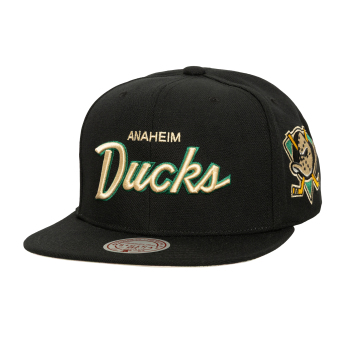 Anaheim Ducks čepice flat kšiltovka Cream Script Snapback black