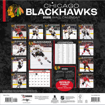 Chicago Blackhawks kalendář 2026 Wall