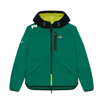 Aston Martin pánská bunda s kapucí Puffy Alonso green F1 Team 2025