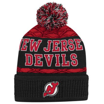 New Jersey Devils dětská zimní čepice Puck Pattern Cuffed Pom