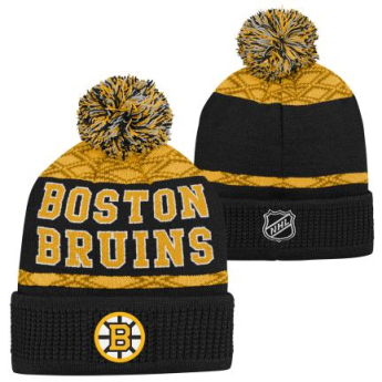 Boston Bruins dětská zimní čepice Puck Pattern Cuffed Pom