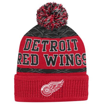 Detroit Red Wings dětská zimní čepice Puck Pattern Cuffed Pom