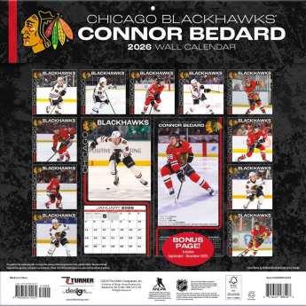 Chicago Blackhawks kalendář Connor Bedard 2026 Wall