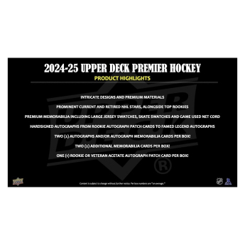 NHL boxy hokejové karty NHL 2024-25 Upper Deck Premier Hockey Hobby Box
