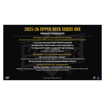 NHL boxy hokejové karty NHL 2025-26 Upper Deck Series 1 Blaster Box