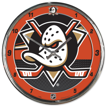 Anaheim Ducks nástěnné hodiny Chrome