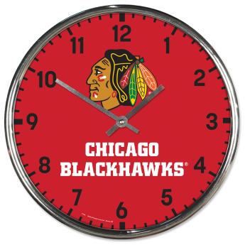Chicago Blackhawks nástěnné hodiny Chrome