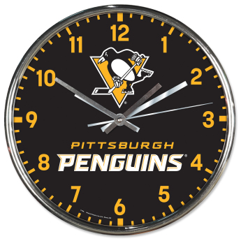 Pittsburgh Penguins nástěnné hodiny Chrome
