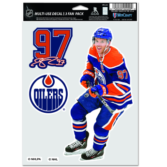 Edmonton Oilers samolepky Connor McDavid Multi Use 3 Fan Pack Decal