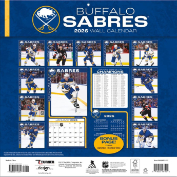 Buffalo Sabres kalendář 2026 Wall