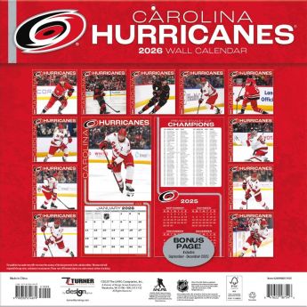 Carolina Hurricanes kalendář 2026 Wall