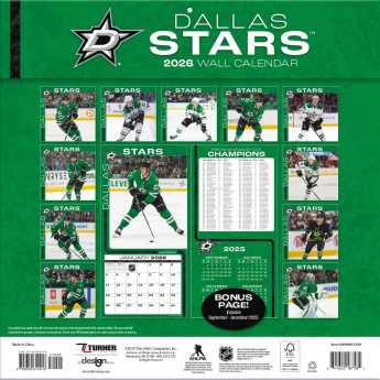 Dallas Stars kalendář 2026 Wall