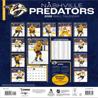 Nashville Predators kalendář 2026 Wall
