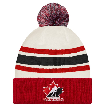 Hokejové reprezentace zimní čepice Canada Milano Cortina 2026 Winter Olympics Striped Cuffed Knit Hat with Pom