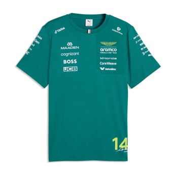 Aston Martin pánské tričko Fernando Alonso #14 green official Teamline Replica F1 Team 2026