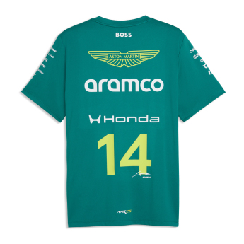 Aston Martin pánské tričko Fernando Alonso #14 green official Teamline Replica F1 Team 2026