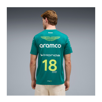 Aston Martin pánské tričko Lance Stroll #18 green official Teamline Replica F1 Team 2026