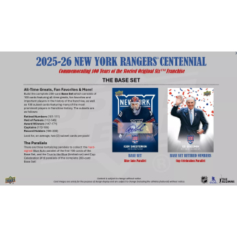 NHL boxy hokejové karty NHL 2025-26 Upper Deck New York Rangers NHL Centennial Hobby Box
