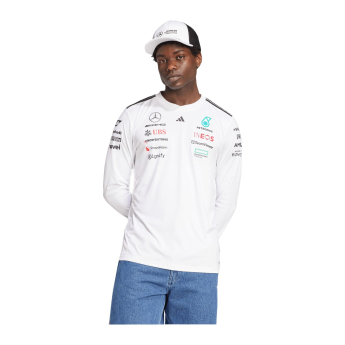Mercedes AMG Petronas pánské tričko s dlouhým rukávem white official Teamline Replica F1 Team 2025