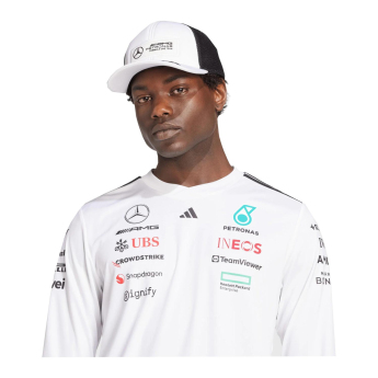 Mercedes AMG Petronas pánské tričko s dlouhým rukávem white official Teamline Replica F1 Team 2025