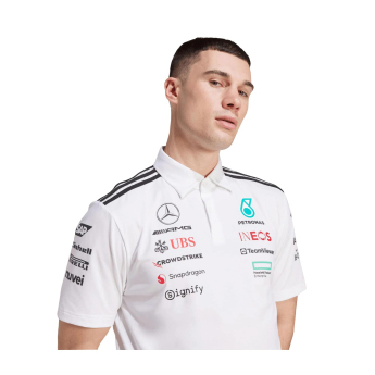Mercedes AMG Petronas pánské polo tričko white official Teamline Replica F1 Team 2025