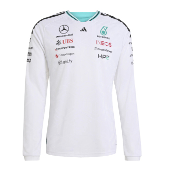 Mercedes AMG Petronas pánské tričko s dlouhým rukávem white official Teamline Replica F1 Team 2026