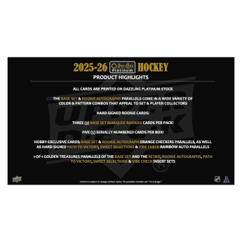 Hokejové karty NHL 2025-26 Upper Deck O-Pee-Chee Platinum Hobby Box