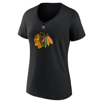 Chicago Blackhawks dámské tričko Connor Bedard #98 Draft 2023 Stack Logo Name & Number V-Neck Black