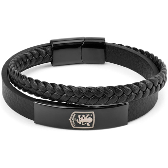 Aston Villa náramek Black IP Leather Bracelet