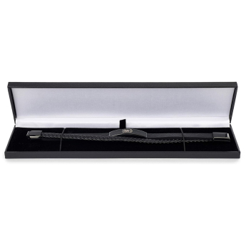 Aston Villa náramek Black IP Leather Bracelet