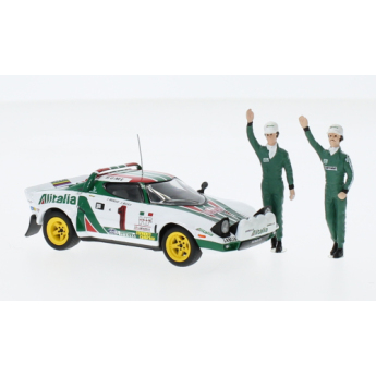 Modely aut a motorek model 1/43 Lancia Stratos HF, No.1, Alitalia, Rallye WM, Rallye Monte Carlo, Winner Rally Monte Carlo series with figurines, S.Munari/S.Maiga, 1977