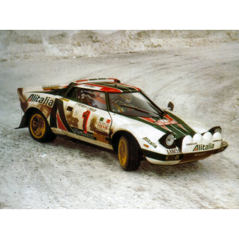 Modely aut a motorek model 1/43 Lancia Stratos HF, No.1, Alitalia, Rallye WM, Rallye Monte Carlo, Winner Rally Monte Carlo series with figurines, S.Munari/S.Maiga, 1977