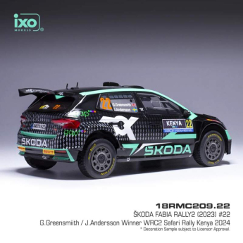 Modely aut a motorek model 1/18 IXO Škoda Fabia Rally2, WRC, Safari Rallye Kenia, 2024, #22,
